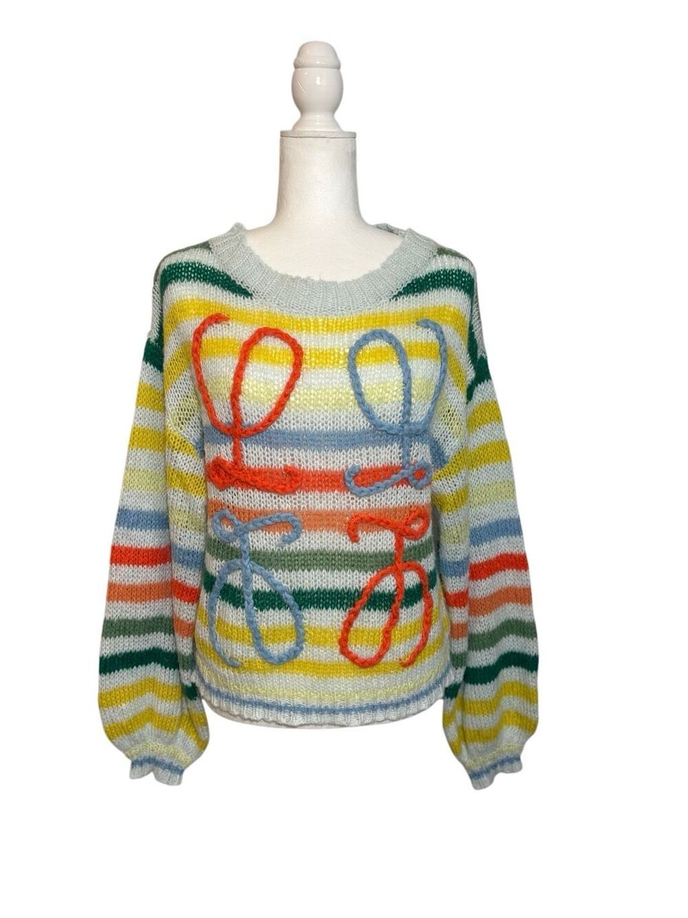 Colorful oversized striped anagram sweater - S
